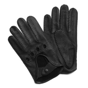 Gants de conduite en cuir de cerf noir