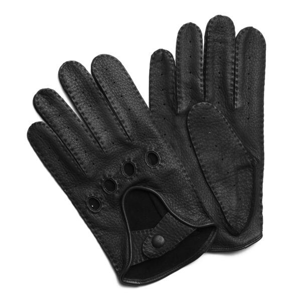 Gants de conduite en cuir de cerf noir