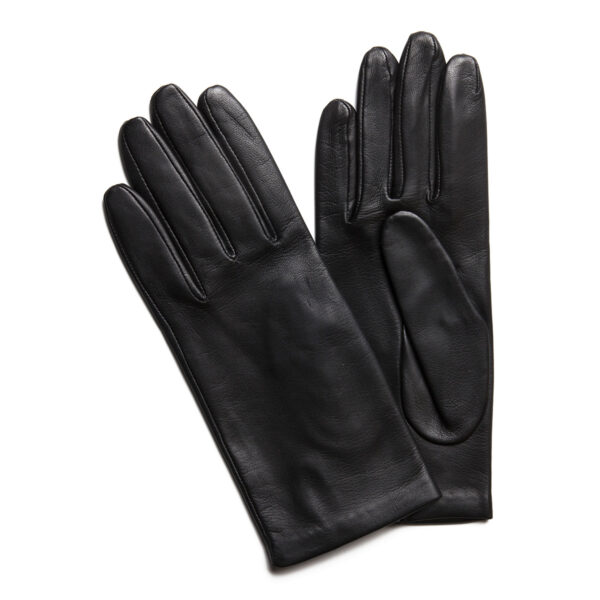 Gants cuir doublé soie noir - Modèle Naples