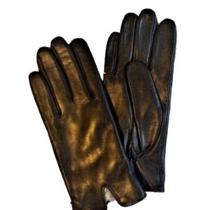 Gants en cuir taupe. Gants homme doublés lapin. Modèle Cortina. Vue de Face.