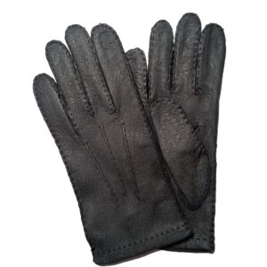 Gants en cuir de pécari gris. Gants pécari non doublé homme. Modèle Cuzco. Vue de Face