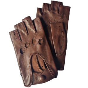 Gants en cuir camel. Mitaines homme non doublées. Modèle Daytona. Vue de dessus.