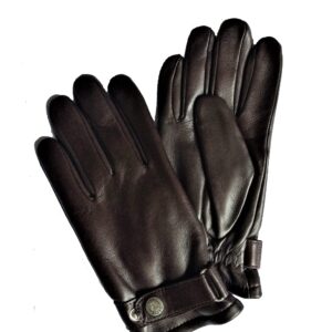 Gants en cuir marron. Gants homme doublés polaire. Modèle Dover. Vue Face dorsale.