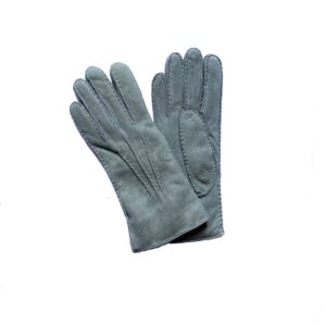 Gants en mouton retourné gris pigeon. Gants femme non doublé. Modèle Helsinki. Vue face dorsale.