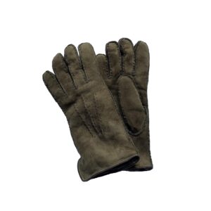 Gants en mouton retourné marron grizzly. Gants femme non doublé. Modèle Helsinki. Vue face dorsale.