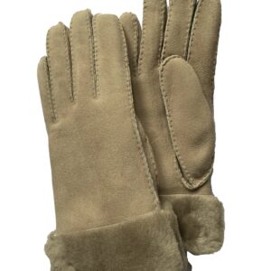 Gants en mouton retourné argile. Gants femme non doublé. Modèle Etah. Vue face dorsale.