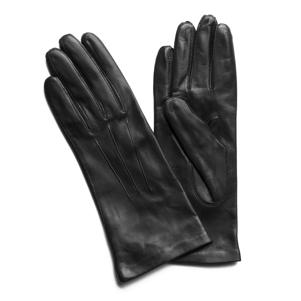 Gant dame cuir agneau avec volants double soie
