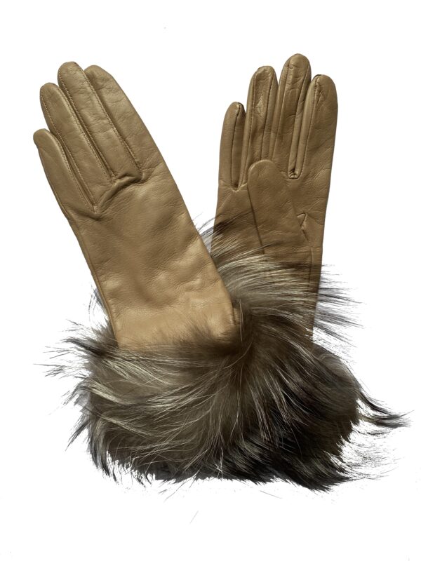 Gants en cuir d agneau doublure soie fourrure renard MINSK