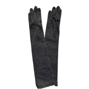 Gants long tactile taille unique non doublé. Gants femme type opéra gris. Modèle Merida. Vue face dorsale.