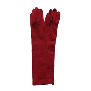 Gants long tactile taille unique non doublé. Gants femme type opéra rouge. Modèle Merida. Vue face dorsale.