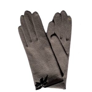 Gants mixte laine synthétique gris. Gants taille unique tactile. Gants femme. Modèle Santa Clara. Vue face dorsale.