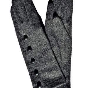 Gants long mixte laine synthétique. Gants gris femme. Gants tactile. Modèle San José. Vue face dorsale.