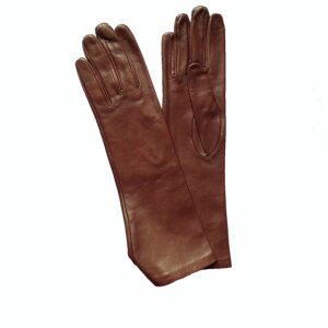 Gants en cuir long 34 cm. Gants femme bordeaux doublé soie. Modèle Las Vegas. Vue face dorsale.