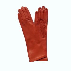 Gants en cuir long 34 cm. Gants femme rouge doublé soie. Modèle Las Vegas. Vue face dorsale.