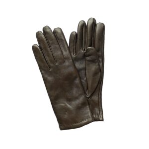 Gants en cuir brun chocolat. Gants doublés laine. Gants femme. Modèle Ulm. Vue face dorsale.