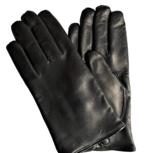 Gants en cuir bleu marine. Gants homme doublés laine. Modèle Beaune. Vue face dorsale.