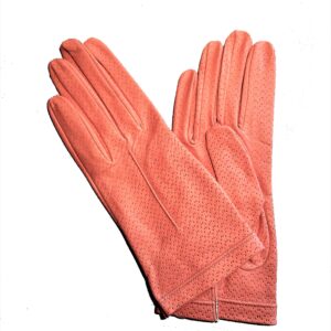 Gants en cuir rose. Gants femme non doublés. Modèle CAPRI. Vue face.