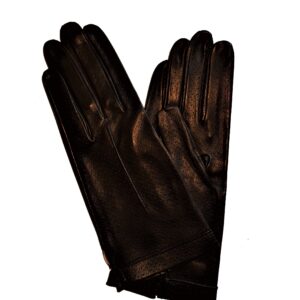 Gants en cuir noir. Gants femme non doublés. Modèle CAPRI. Vue face.