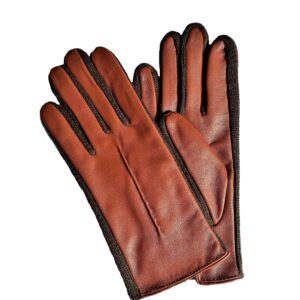 Gants en cuir orange. Gants femme doublés soie. Modèle Charleroi. Vue face dorsale.