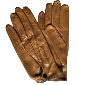 Gants en cuir camel. Gants non doublés. Gants homme. Modèle Pau. Vue face dorsale.