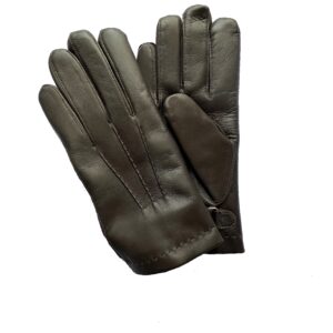 Gants en cuir marron. Gants homme doublés lapin. Modèle Victoria. Vue face dorsale.