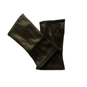 Mitaines cuir noire doublées soie. Mitaines femme. Modèle Arosa. Vue face dorsale.