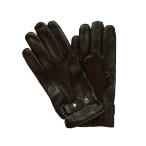 Gants en cuir doublé soie. Gants homme noir. Modèle Birmingham. Vue face dorsale.