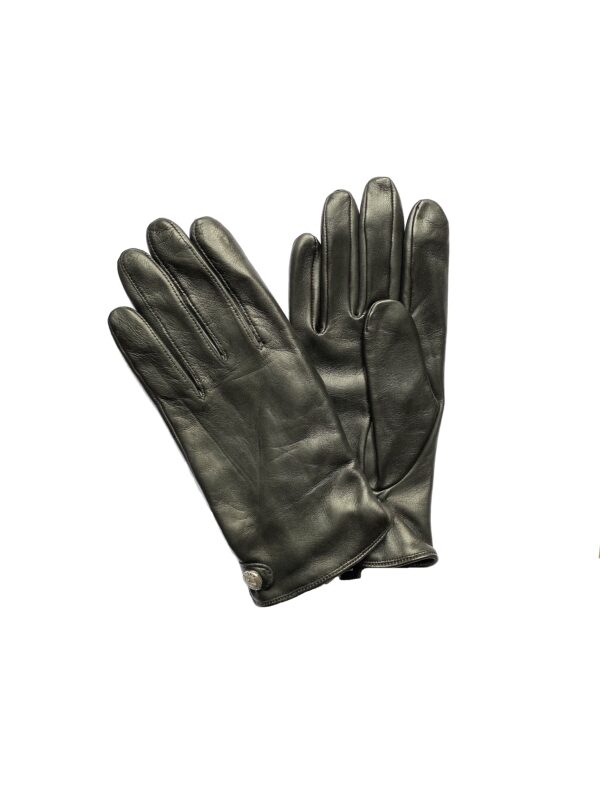 Gants en cuir doublés cachemire. Gants homme noir. Modèle Varna. Vue face dorsale.