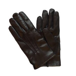 Gants en cuir doublés laines. Gants homme bleu. Modèle York. Vue face dorsale.