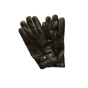 Gants cuir noir. Gants doublés laine homme. Modèle Douvres. Vue face dorsale.