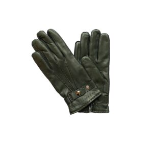 Gants cuir kaki. Gants doublés laine homme. Modèle Douvres. Vue face dorsale