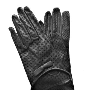 Gants en cuir non doublé noir. Modèle Honolulu. Vue de face.