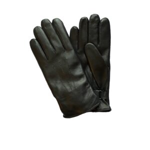 Gants en cuir fourrure lapin. Gants noir très chaud. Modèle Vancouver. Vue face dorsale.