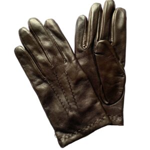 Gants en cuir d'agneau marron doublé laine pour homme. Modèle Chicago. Vue face.