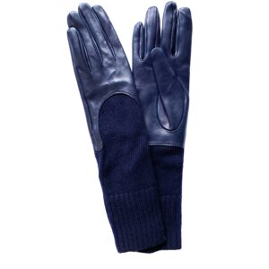 GANTS-CUIR-BLEU-FEMME-NON-DOUBLE-REBORD-CACHEMIRE_MODELE-ACAPULCO_VUE-FACE