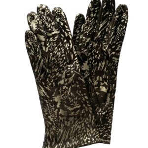 Gants en cuir d'agneau noir et argent doublé soie pour femme. Modèle Naples. Vue face.