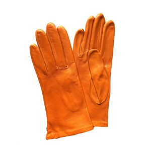 GANTS-EN-CUIR-AGNEAU-DOUBLE-SOIE-ORANGE_GANTS-FEMME_MODELE-NAPLES_VUE-FACE