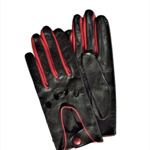 GANTS-CONDUITE-CUIR-ROUGE-NON-DOUBLE-FEMME_MODELE-FLORES_VUE-FACE