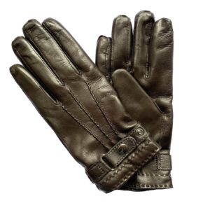 Gants marron en cuir d'agneau très chaud pour homme doublure laine. Modèles Douvres. Vue face.