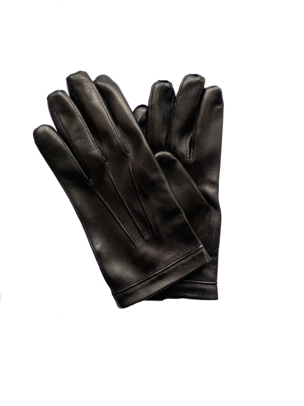 Gants noirs homme cuir d'agneau  Paire de gants doublés soie cuir noir