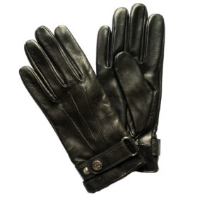 GANTS-CUIR-NOIR-REBORD-SUEDE-MODELE-ROSTOCK-POUR-HOMME-VUE-DE-FACE