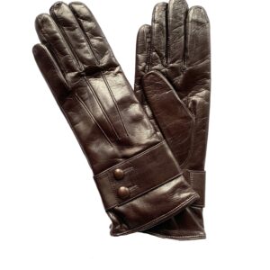 GANTS-CUIR-AGNEAU-BRUN-MARRON-TAN-DOUBLURE-MIXTE-LAINE-CACHEMIRE-BRACELET-SERRAGE-FEMME_MODELE-BELGRADE_VUE-FACE