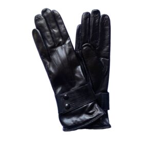 GANTS-CUIR-AGNEAU-NOIR-DOUBLURE-MIXTE-LAINE-CACHEMIRE-BRACELET-SERRAGE-FEMME_MODELE-BELGRADE_VUE-FACE