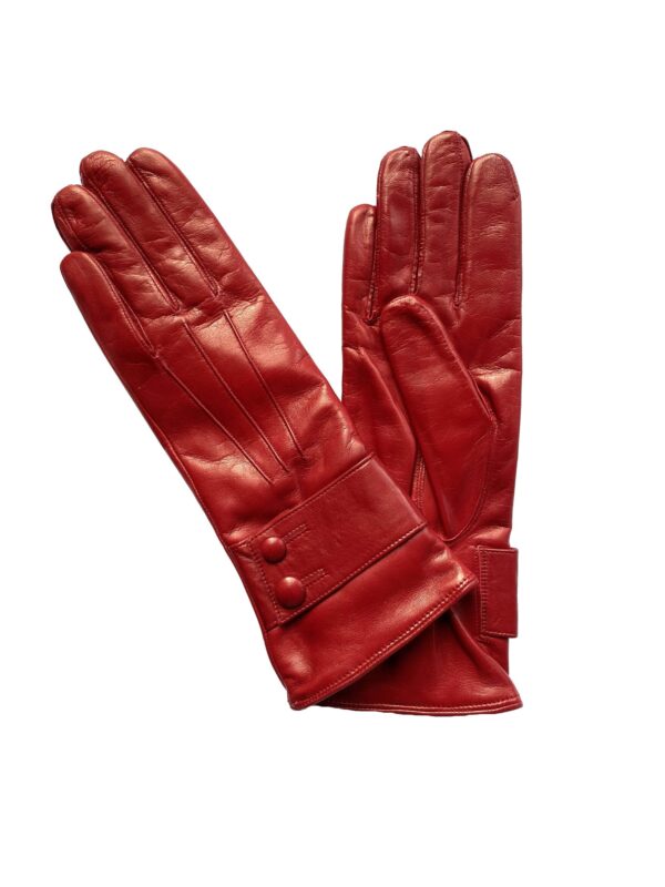 GANTS-CUIR-AGNEAU-ROUGE-CHILLY-DOUBLURE-MIXTE-LAINE-CACHEMIRE-BRACELET-SERRAGE-FEMME_MODELE-BELGRADE_VUE-FACE
