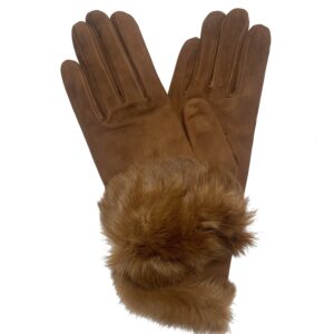 GANTS-CUIR-SUEDE-FEMME-MI-LONG-MARRON-DOUBLURE-LAINE-REVERS-FOURRURE-LAPIN_MODELE-OSTENDE_VUE-FACE 2