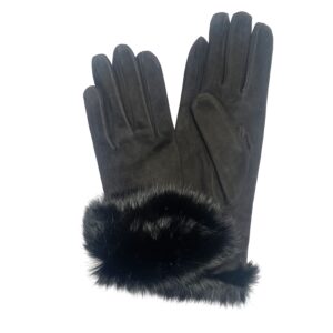 GANTS-CUIR-SUEDE-FEMME-MI-LONG-NOIR-DOUBLURE-LAINE-REVERS-FOURRURE-LAPIN_MODELE-OSTENDE_VUE-FACE 2B