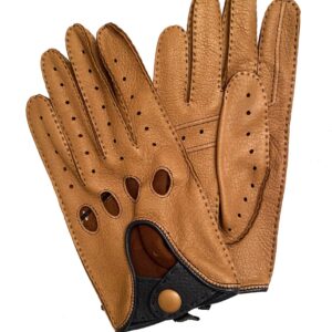 GANTS-DE-CONDUITE-EN-CUIR-DE-CERF-POUR-HOMME-BICOLORE-BRUN-BLEU-ETE-MODELE-HOCKENHEIM-VUE-FACE