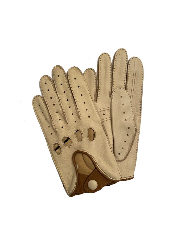 GANTS-CONDUITE-CUIR-CERF-HOMME-BICOLORE-CREME-BRUN-ETE-MODELE-HOCKENHEIM-VUE-FACE
