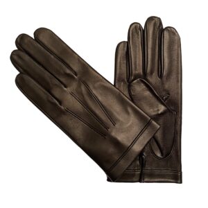 GANTS-EN-CUIR-D-AGNEAU-NON-DOUBLE-TROIS-SURPIQURES-SUR-HAUT-de-la-MAIN-REBORD-RENFORCE-NOIR-HOMME-MODELE-MONS-VUE-FACE