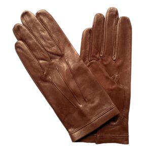 GANTS-EN-CUIR-AGNEAU-BRUN-MARRON-NON-DOUBLE-HOMME-MODELE-MONS-VUE-FACE